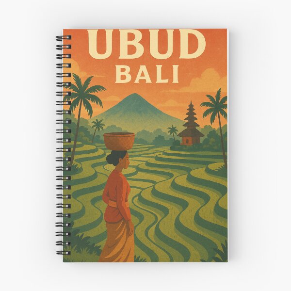 Item preview, Ubud Bali Rice Terraces with Mount Agung and Balinese Temple designed and sold by Aryabek.