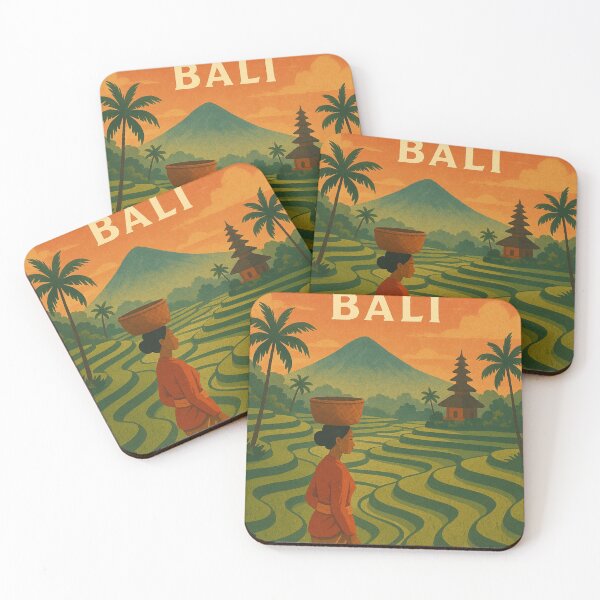 Item preview, Ubud Bali Rice Terraces with Mount Agung and Balinese Temple designed and sold by Aryabek.