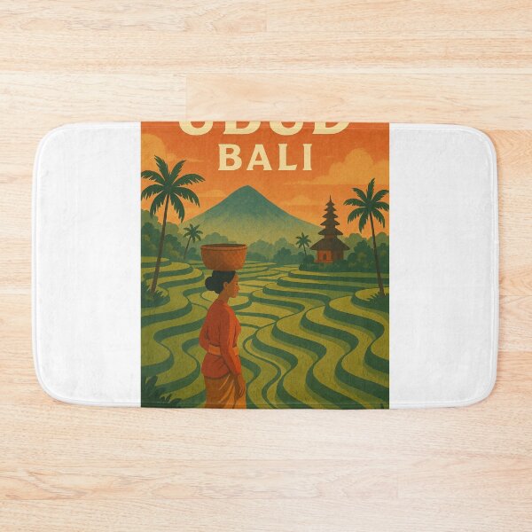 Item preview, Ubud Bali Rice Terraces with Mount Agung and Balinese Temple designed and sold by Aryabek.