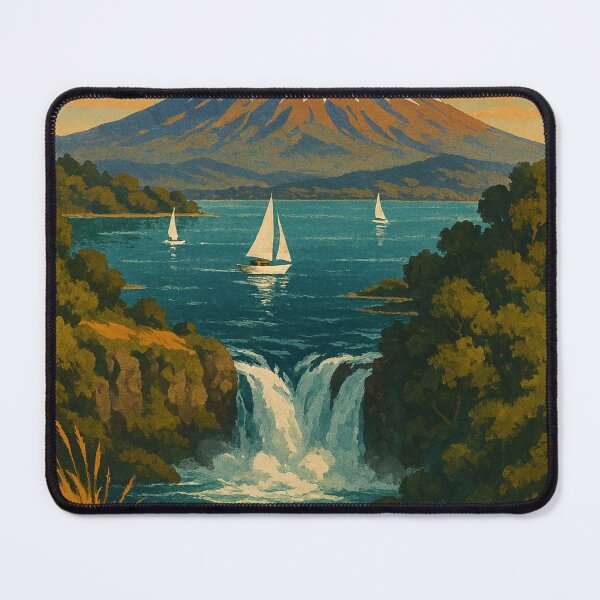 Item preview, Lake Taupō Huka Falls and Snow-Capped Tongariro Mountains designed and sold by Aryabek.