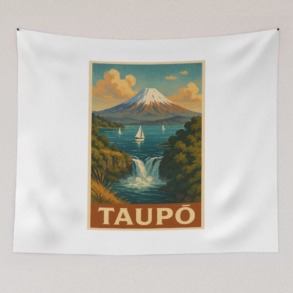 Item preview, Lake Taupō Huka Falls and Snow-Capped Tongariro Mountains designed and sold by Aryabek.