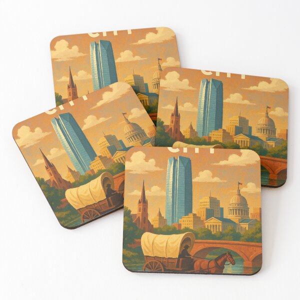 Item preview, Oklahoma City with Pioneer Wagon in a Golden Sunset designed and sold by Aryabek.