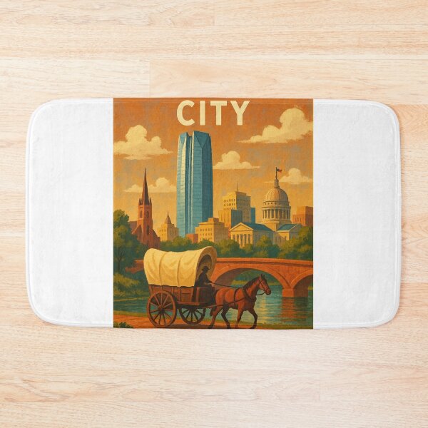 Item preview, Oklahoma City with Pioneer Wagon in a Golden Sunset designed and sold by Aryabek.
