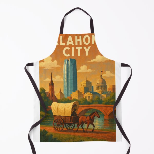 Item preview, Oklahoma City with Pioneer Wagon in a Golden Sunset designed and sold by Aryabek.