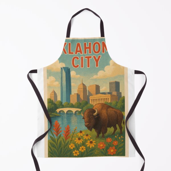 Item preview, Bison Grazing by the Oklahoma City Skyline designed and sold by Aryabek.