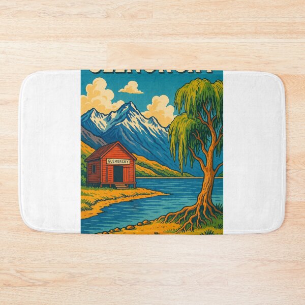 Item preview, Glenorchy Boathouse with Willow and Mountain Peaks designed and sold by Aryabek.