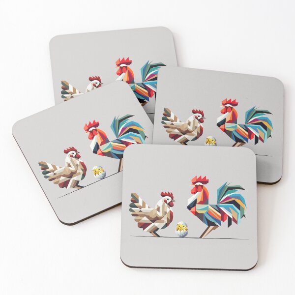 Item preview, Rooster, hen and chick – geometric Easter motif designed and sold by Kisho.