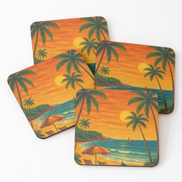 Item preview, Goa Seaside View with Umbrella, Palms, and Boat designed and sold by Aryabek.
