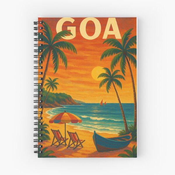 Item preview, Goa Seaside View with Umbrella, Palms, and Boat designed and sold by Aryabek.