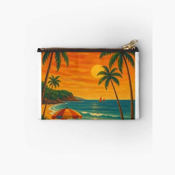 Item preview, Goa Seaside View with Umbrella, Palms, and Boat designed and sold by Aryabek.