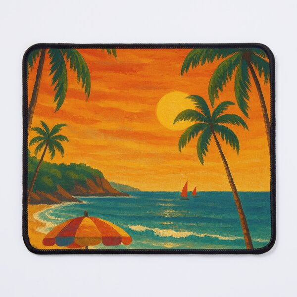 Item preview, Goa Seaside View with Umbrella, Palms, and Boat designed and sold by Aryabek.