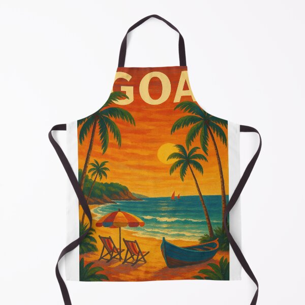 Item preview, Goa Seaside View with Umbrella, Palms, and Boat designed and sold by Aryabek.