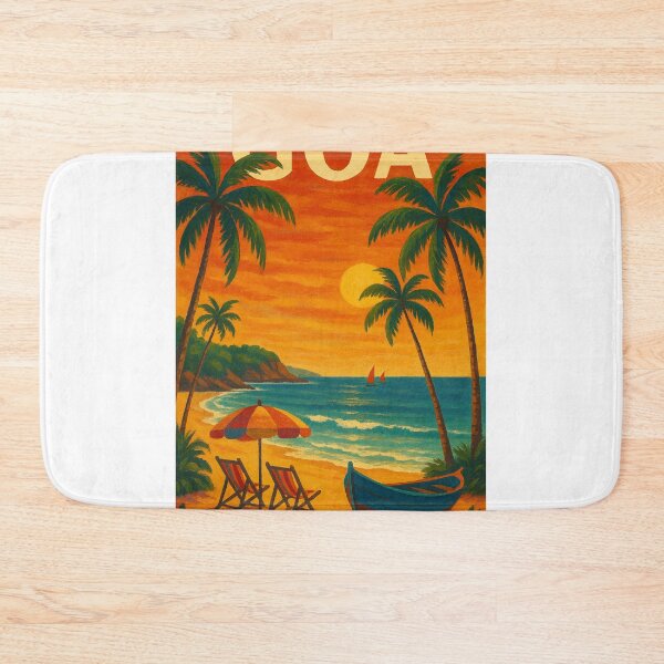 Item preview, Goa Seaside View with Umbrella, Palms, and Boat designed and sold by Aryabek.