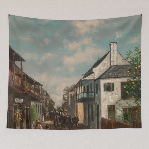 Item preview, In St. George Street, St. Augustine, 1888 - Frank Henry Shapleigh (American, 1842-1906). Oil on canvas designed and sold by The Nouveau Chateau.