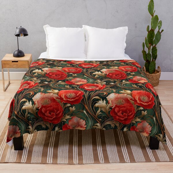 Item preview, Art Nouveau floral scrollwork with swirling poppy flowers designed and sold by Designbes.