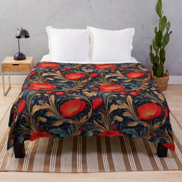 Item preview, Poppy flowers in Art Nouveau floral scrollwork with swirling designed and sold by Designbes.