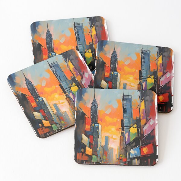 Item preview, Metropolis at Dusk- Digital oil Painting designed and sold by Soft chaos.