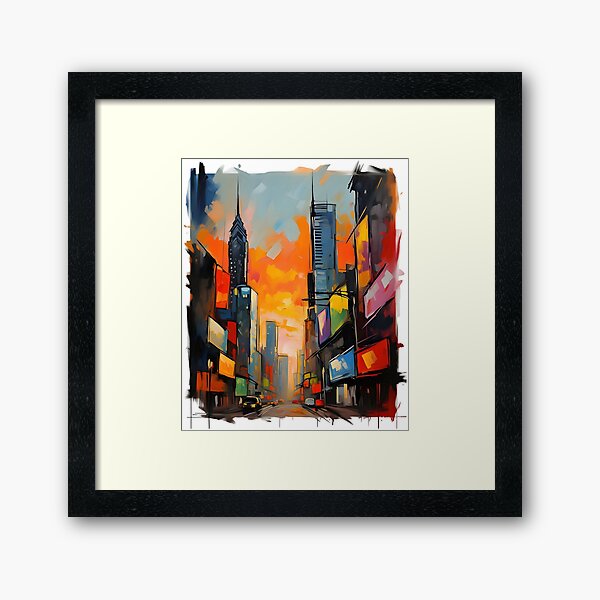 Item preview, Metropolis at Dusk- Digital oil Painting designed and sold by Soft chaos.