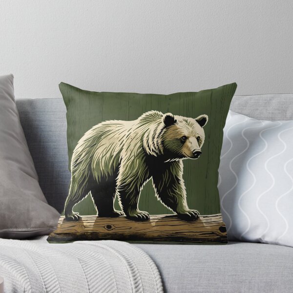 Item preview, Woodland Charm: Bear Silhouette in Olive Green designed and sold by Inktrigue.