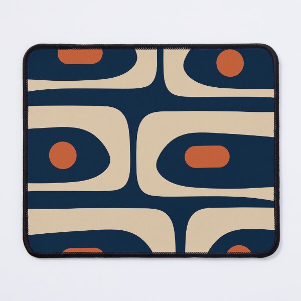 Item preview, Minimalist Mid Century Modern Retro Piquet Pattern in Mid Mod Navy Blue Spiced Orange Beige designed and sold by kierkegaard.
