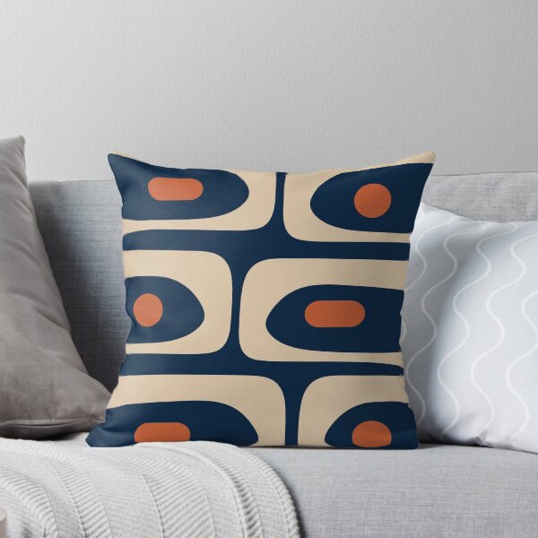 Item preview, Minimalist Mid Century Modern Retro Piquet Pattern in Mid Mod Navy Blue Spiced Orange Beige designed and sold by kierkegaard.