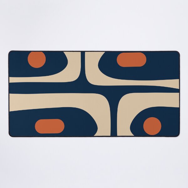 Item preview, Minimalist Mid Century Modern Retro Piquet Pattern in Mid Mod Navy Blue Spiced Orange Beige designed and sold by kierkegaard.