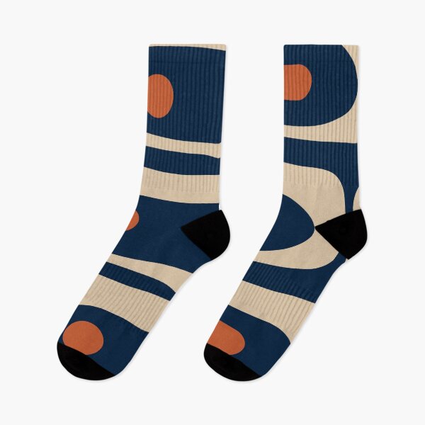 Item preview, Minimalist Mid Century Modern Retro Piquet Pattern in Mid Mod Navy Blue Spiced Orange Beige designed and sold by kierkegaard.