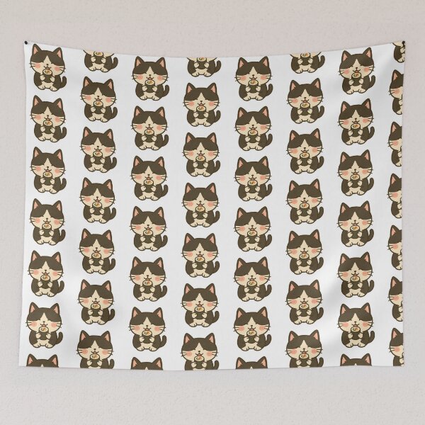 Item preview, Tuxedo Cat Enjoying a Gimbap designed and sold by yogisheaven.