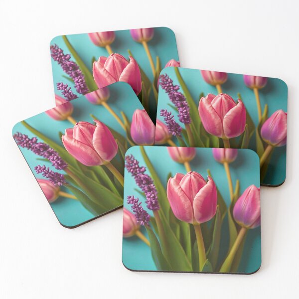 Item preview, Beautiful spring flowers. Pink tulips and lavander designed and sold by SeaSoulArt.