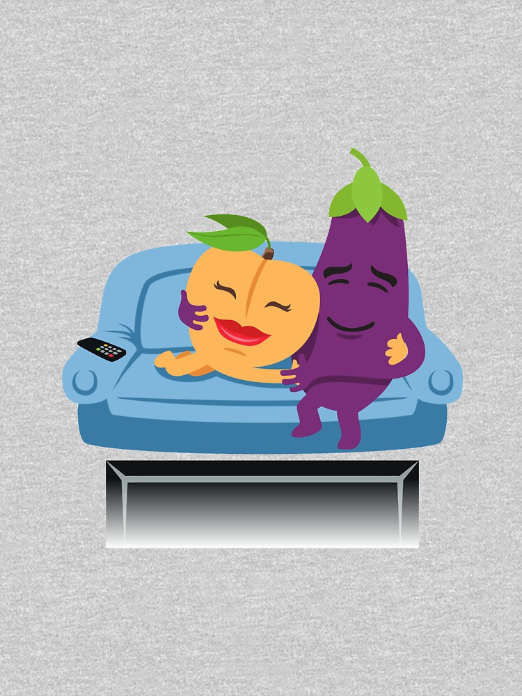 "JoyPixels™ Peach Eggplant Hug Emoji" Zipped Hoodie by joypixels Redbubble