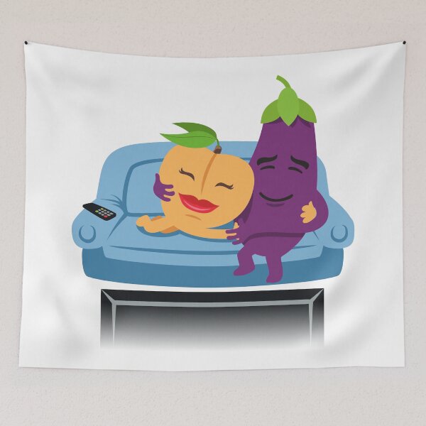 Item preview, JoyPixels™ Peach Eggplant Hug Emoji designed and sold by JoyPixels.