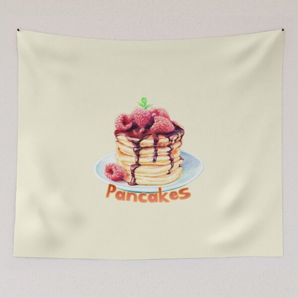 Item preview, Pancakes with raspberries and chocolate syrup designed and sold by minsillust.