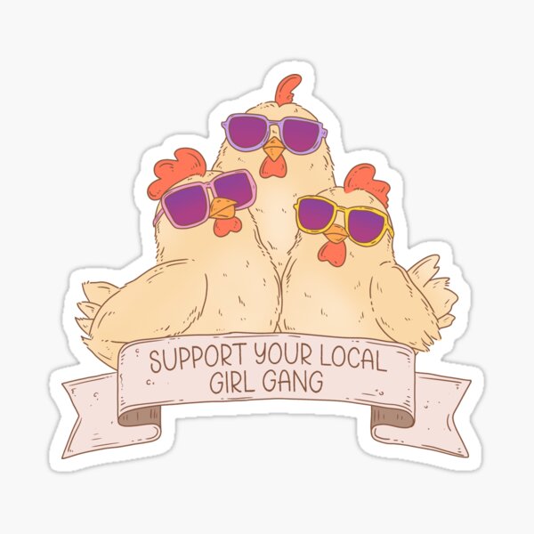 Vista previa del artículo con la obra «Las gallinas apoyan a tu pandilla local de chicas», diseñado y vendido por Jess.a.creates.