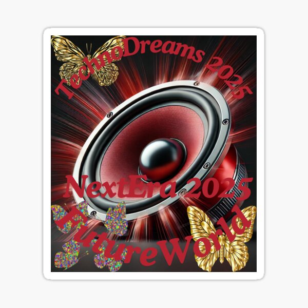 Item preview, Techno Dreams 2025 – Futuristic EDM Speaker & Butterfly Design designed and sold by Azazel77.