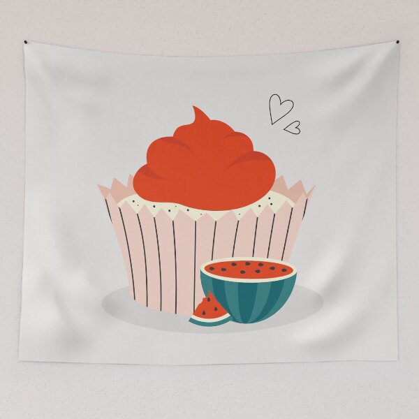 Item preview, Flat Design Illustration with Watermelon Cupcake designed and sold by AlginaPugachova.