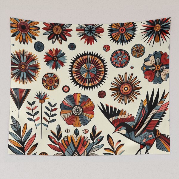 Item preview, Floral splendor with geometric bird designed and sold by Sigtrix.