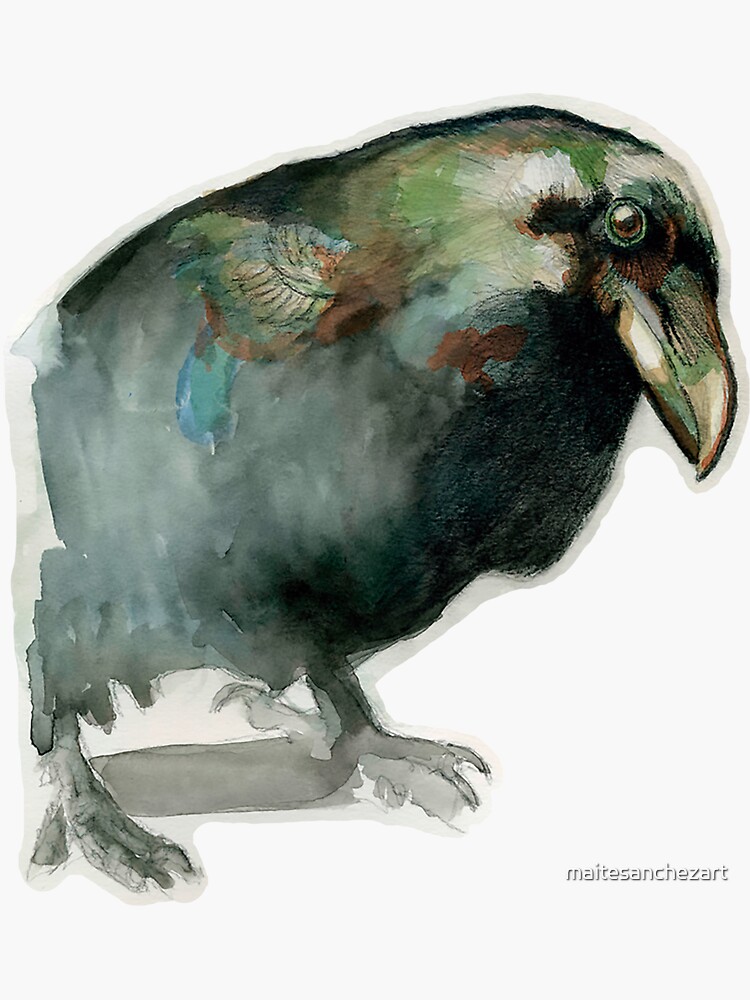 Thumbnail 3 of 3, Sticker, Raven staring designed and sold by maitesanchezart.