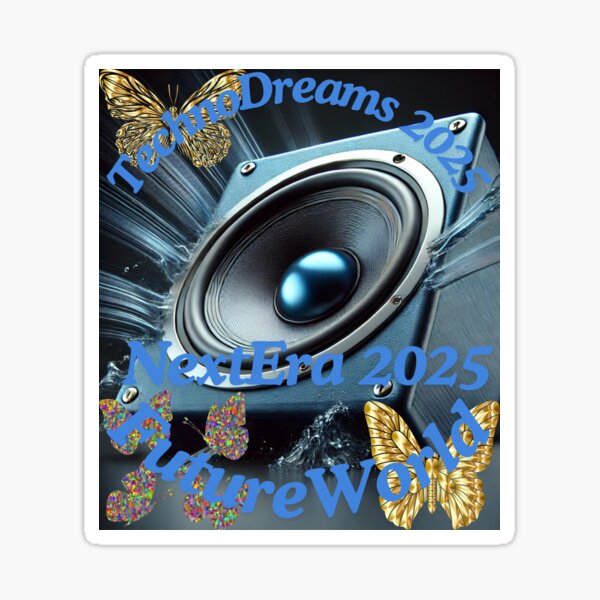 Item preview, Techno Dreams 2025 – Futuristic EDM Speaker & Butterfly Design designed and sold by Azazel77.