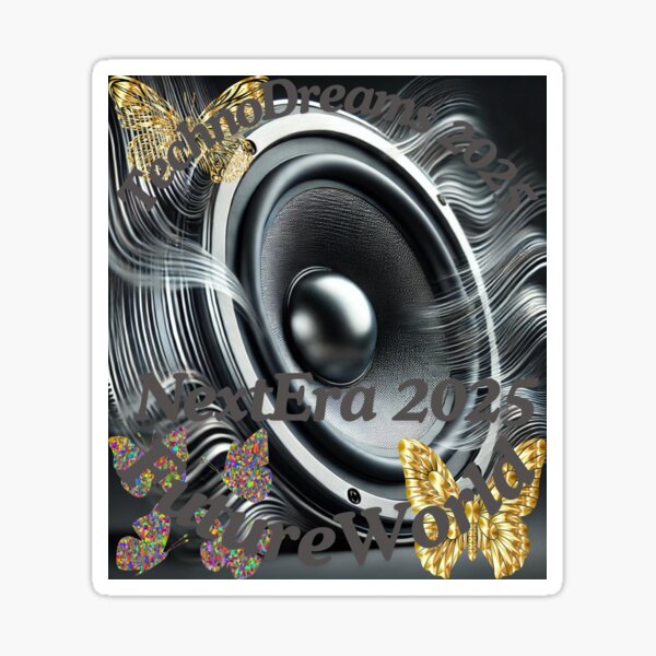 Item preview, Techno Dreams 2025 – Futuristic EDM Speaker & Butterfly Design designed and sold by Azazel77.