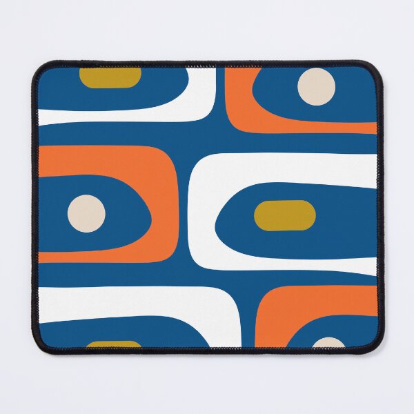 Item preview, Mid Century Modern Minimalist Retro Abstract Piquet Pattern in Vintage Blue Orange Mustard White designed and sold by kierkegaard.