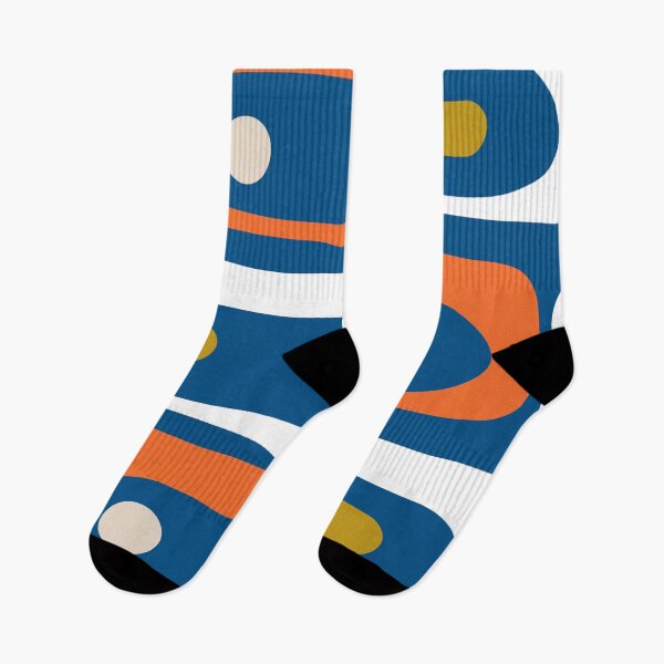 Item preview, Mid Century Modern Minimalist Retro Abstract Piquet Pattern in Vintage Blue Orange Mustard White designed and sold by kierkegaard.