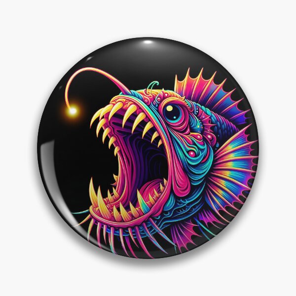 Item preview, Anglerfish art colorful neon design designed and sold by BeebooDesign.