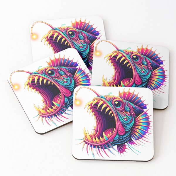 Item preview, Anglerfish art colorful neon design designed and sold by BeebooDesign.