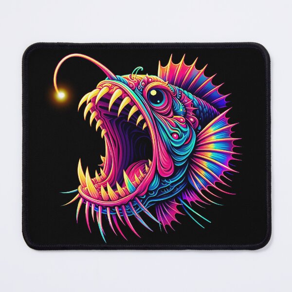 Item preview, Anglerfish art colorful neon design designed and sold by BeebooDesign.