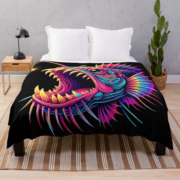 Item preview, Anglerfish art colorful neon design designed and sold by BeebooDesign.