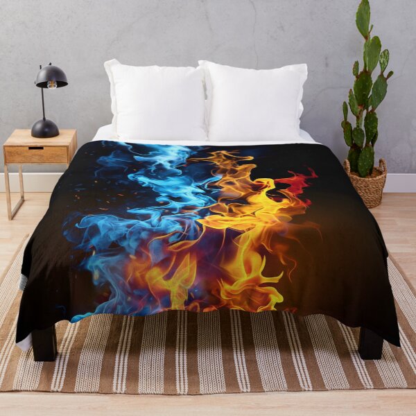 Artikelvorschau, Kaltes und heißes Feuer – Blaue und rote Feuertapete entworfen und verkauft von BeebooDesign.