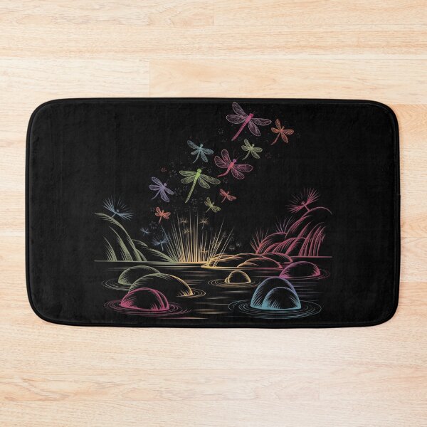 Item preview, Colorful Dragonflies Over The Lake, Neon designed and sold by MadCatPrints.