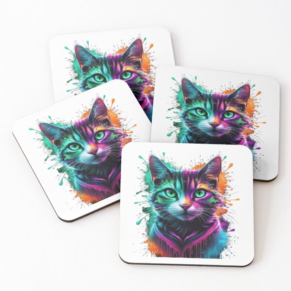 Item preview, Neon Cosmic Cat – A Psychedelic Fusion of Color and Imagination designed and sold by artistmagicshop.