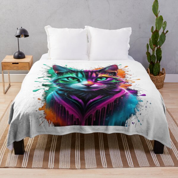 Item preview, Neon Cosmic Cat – A Psychedelic Fusion of Color and Imagination designed and sold by artistmagicshop.