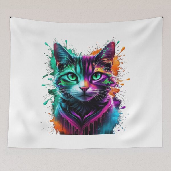Item preview, Neon Cosmic Cat – A Psychedelic Fusion of Color and Imagination designed and sold by artistmagicshop.